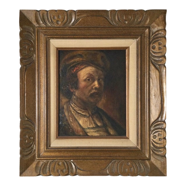 Oil on Canvas Portrait of a Medieval Man Signed Costello For Sale
