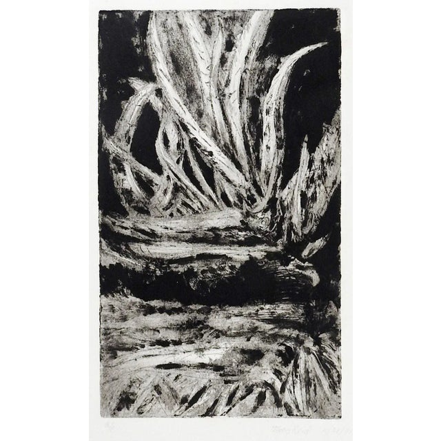 1990s Vintage Abstract Black & Gray Botanical Etching For Sale - Image 5 of 5