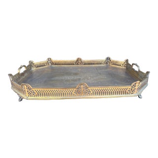 1980s Decorative Brass Tray For Sale