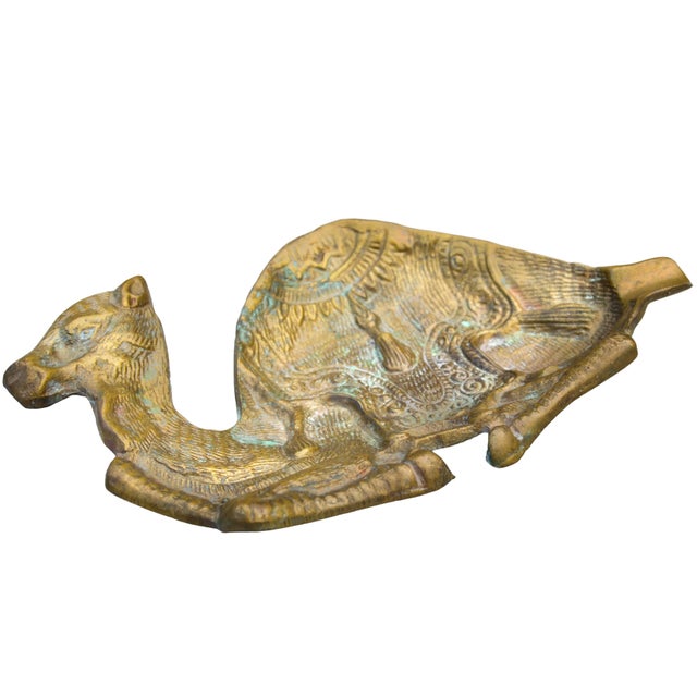Moroccan Mid 20th Century Handmade Moroccan Camel-Patterned Brass Ashtray For Sale - Image 3 of 4