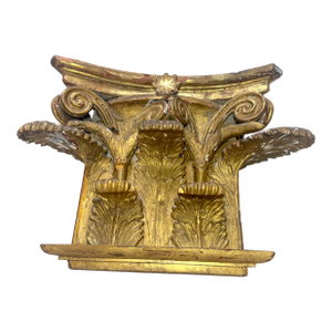 Large Antique 1700's Gilt Wood Corinthian Piller Architectural Salvage Sculpture