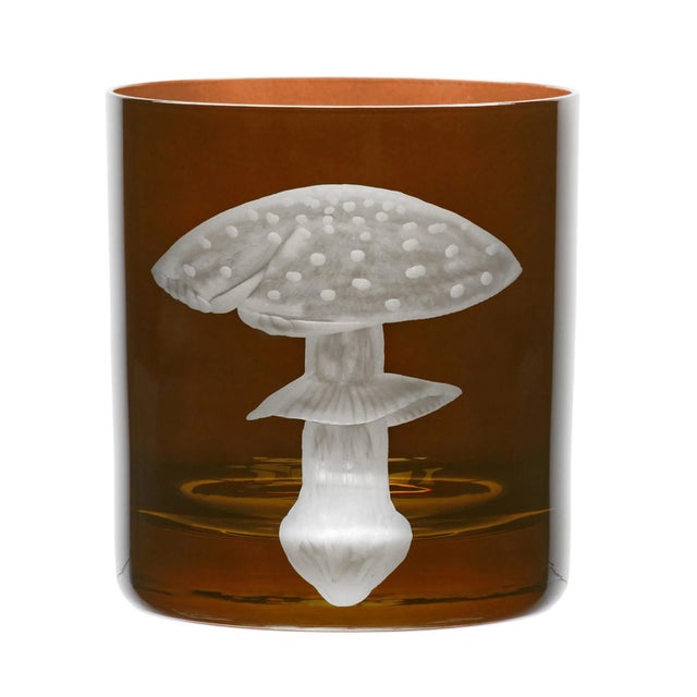 Rustic ARTEL Mushrooms Collection Double Old Fashioned Glass in Walnut - Set of 6 For Sale - Image 3 of 7