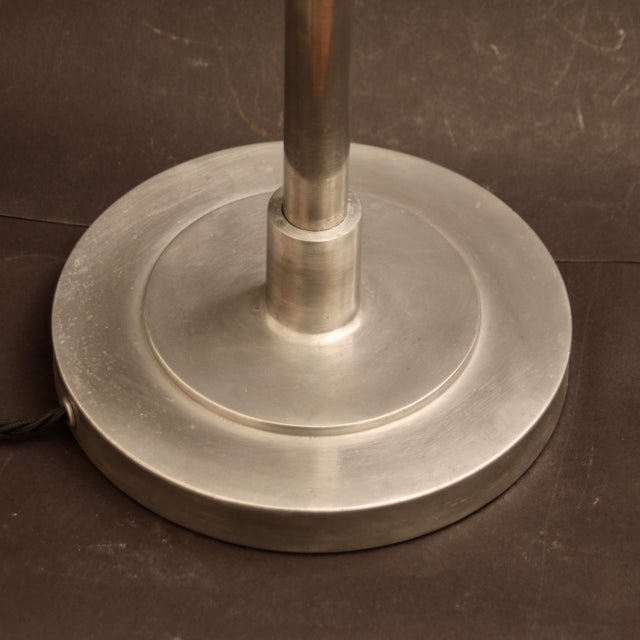 French Art Deco Metal and Opaline Glass Table Lamp from Mazda, 1930s For Sale - Image 6 of 18