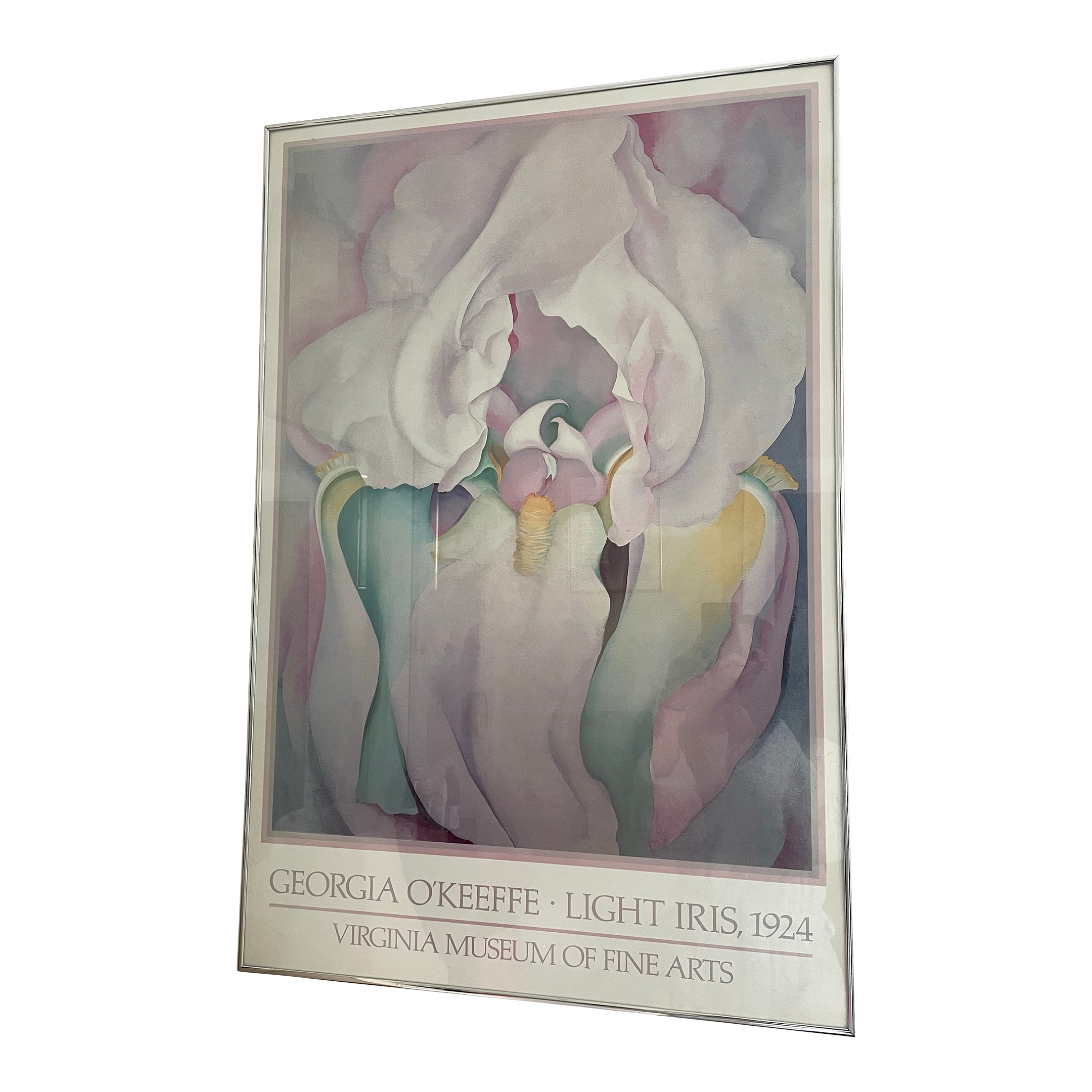 Vintage 1980s Framed Georgia O'Keeffe “Light Iris” Museum Poster