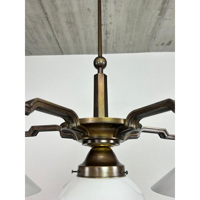 Metal Large Cubist Chandelier, 1920s For Sale - Image 7 of 9