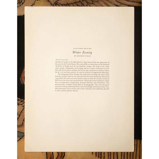 Paper 1939 After Ernest Fiene "Winter Evening", First Edition Period Offset Lithograph For Sale - Image 7 of 9