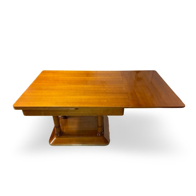 Art Nouveau Dining Table (No. 2187) Original Art Nouveau extendable table, made of ashlar wood around 1910. Equipped with...