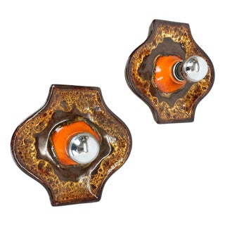 Fat Lava Ceramic Wall Lights from Hustadt Leuchten, Germany, 1970s, Set of 2 For Sale
