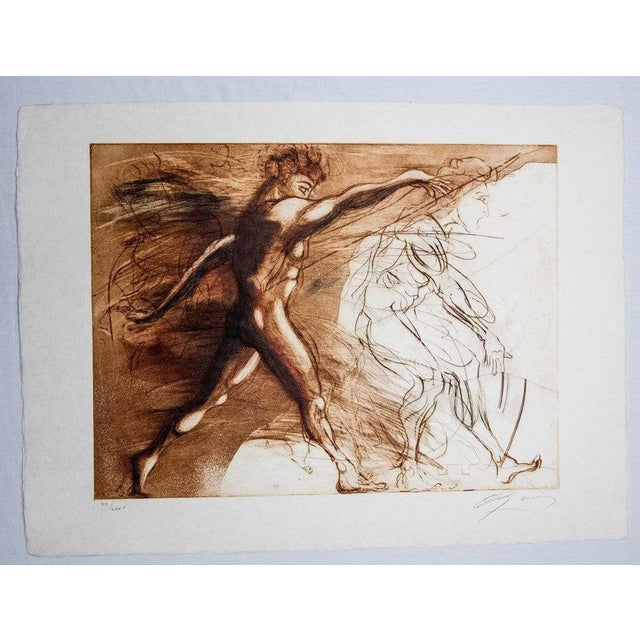 Jean-Marie Guiny, Lanceur de javelot, Nude, Etching For Sale - Image 5 of 5