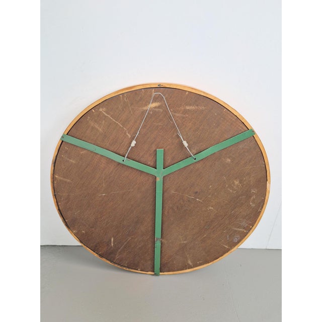 Large Mid-Century Round Pine Mirror, Denmark, 1960s For Sale - Image 3 of 11