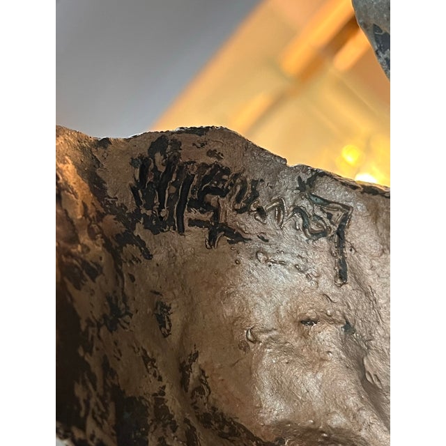 Signed & Dated 1997 Modernist Bronze Kneeling Angel Sculpture For Sale - Image 10 of 10