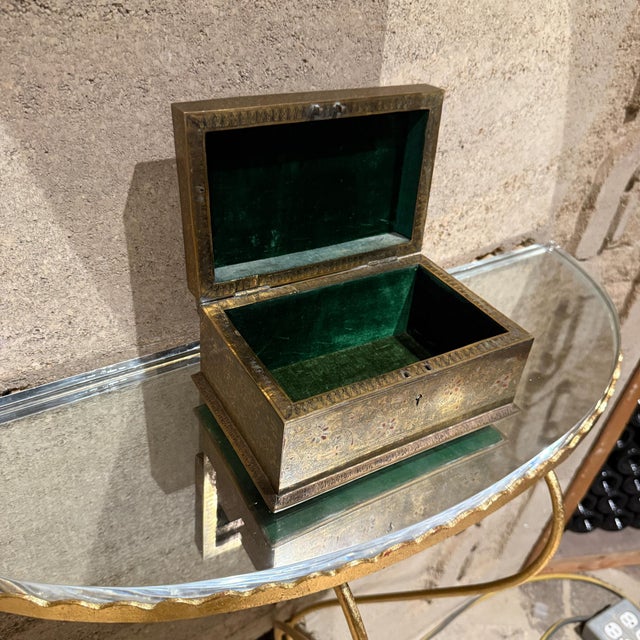 Fine Patinated Brass Etched Jewelry Box Style Tiffany For Sale - Image 12 of 18