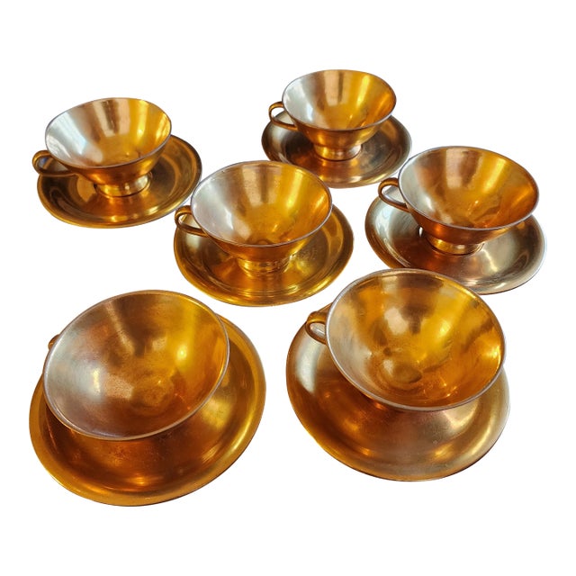 Gold Bavarian Porcelain Demitasse Set For Sale