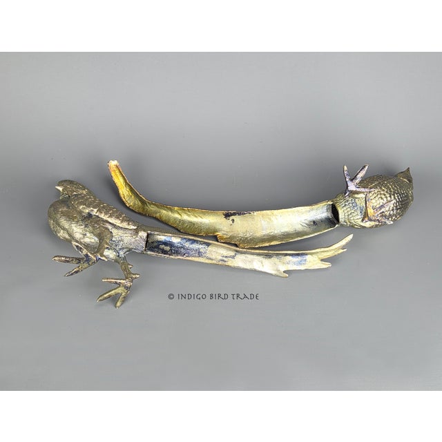 15" Pair of Antique French Silverplated Spelter Pheasant Sculptures For Sale - Image 10 of 10