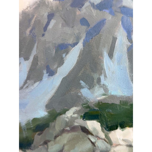 This Too Shall Pass by Judd Mercer | Oil on panel Landscape of mountains and trees under a blue sky. For Sale - Image 4 of 5
