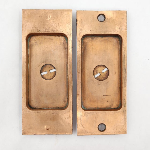 Antique Brass Pocket Double Door Set For Sale - Image 6 of 8