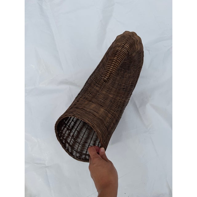 Late 20th Century Vintage Large Wicker Cornucopia Basket For Sale - Image 5 of 5