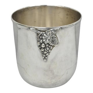 Vintage Mid Century Silver Plated Grapevine Cluster Champagne Chiller Ice Bucket For Sale