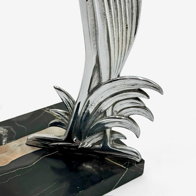 Stone Art Deco Chrome Marabout Lamp, 1930s For Sale - Image 7 of 12