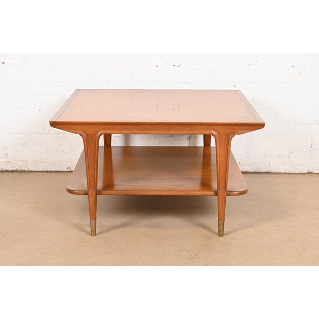 Wood Imperial Furniture Mid-Century Modern Sculpted Walnut Two-Tier Coffee Table, Circa 1960s For Sale - Image 7 of 9
