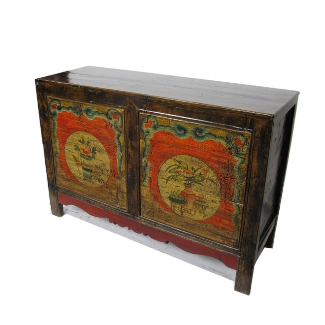 Hand Painted Pine Mongolia Sideboard For Sale - Image 4 of 9