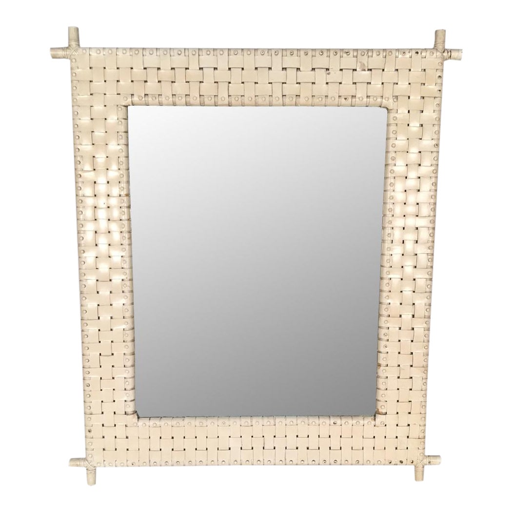 Woven Leather Bamboo Framed Wall Mirror Chairish