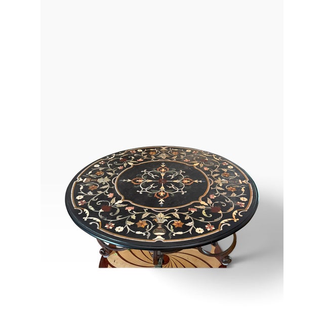 19th Century Antique Italian Pietra Dura Inlaid Marble & Wrought Iron Dining Table For Sale - Image 5 of 5