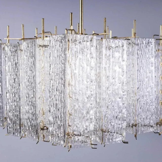 Metal Large Vintage Cast Glass Square Pendant, 1950s For Sale - Image 7 of 13