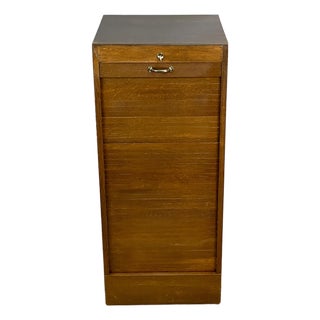Vintage Roller Shutter Cabinet in Dark Oak, 1950s For Sale