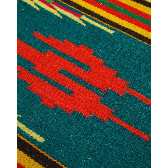 1970s Vintage Mexican Serape / Saltillo-Style Handwoven Wool Flatweave Rug, 1970s For Sale - Image 5 of 12