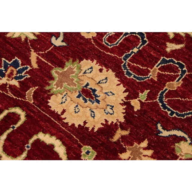 Shabby Chic Ziegler Red Blue Hand-Knotted Wool Rug - 9'1'' X 11'7'' For Sale In New York - Image 6 of 8