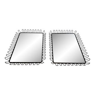 Black Lacquered Metal Mirrors Circa 1980 - a Pair For Sale