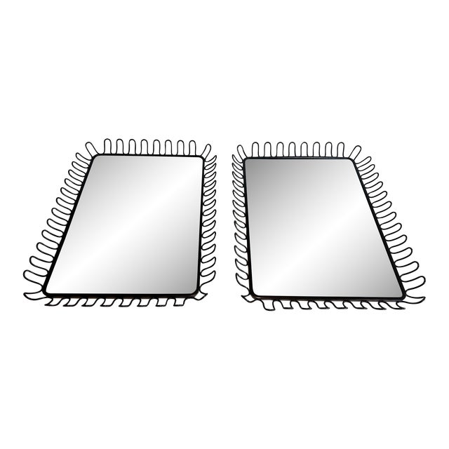 Black Lacquered Metal Mirrors Circa 1980 - a Pair For Sale