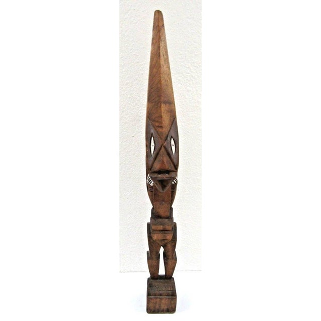 Brown Antique West African Voodou Folk Art Hand-Carved Wooden Papa Legba Sculpture For Sale - Image 8 of 15