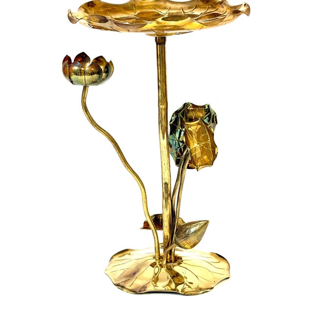 Modern Pair of Carole Stupell Brass Lotus Lily Pad Side Tables, Hong Kong, Circa 1970s For Sale - Image 3 of 16