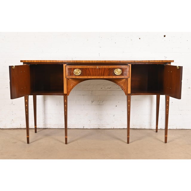 Late 20th Century Councill Federal Inlaid Flame Mahogany and Satinwood Sideboard Credenza For Sale - Image 5 of 14