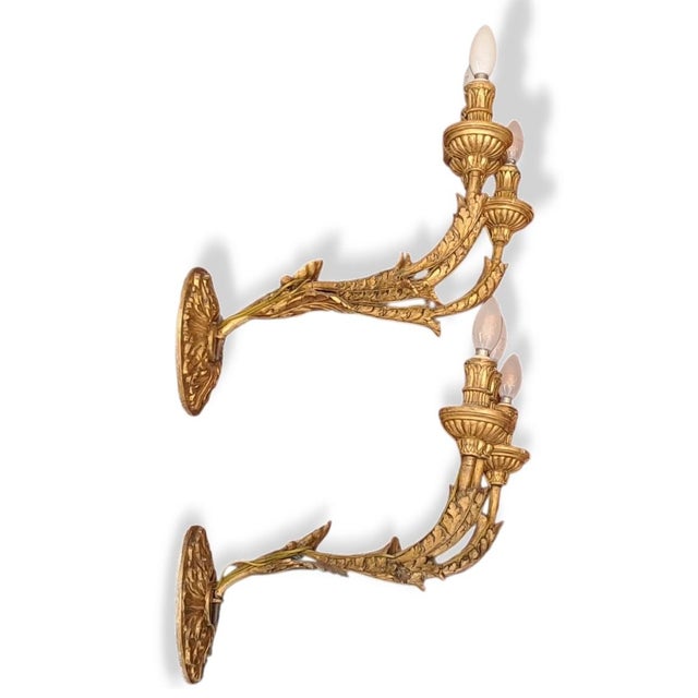 Empire Giltwood Wall Lights, 1800s, Set of 2 For Sale - Image 11 of 11