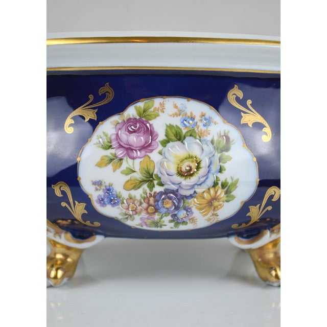 Cobalt Blue and Gilt Porcelain Jardinière, Portugal, 1950s For Sale - Image 13 of 14