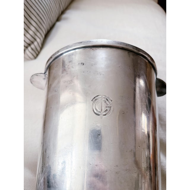 French Antique Christofle Silver Champagne Bucket From French Line Ocean Liner Ile De France For Sale - Image 3 of 10