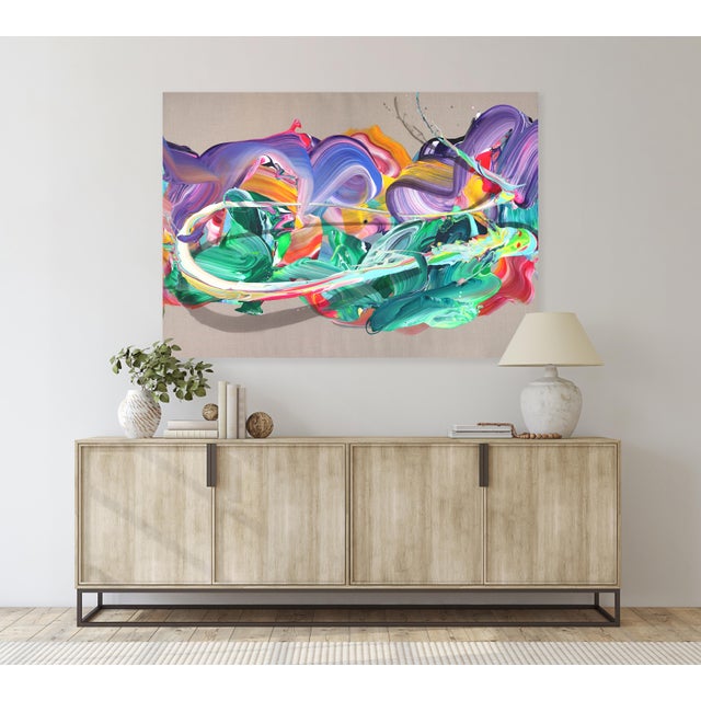 Av_943 - Original Contemporary Fluid Abstract Acrylic Painting on Linen by Alex Voinea For Sale - Image 9 of 10