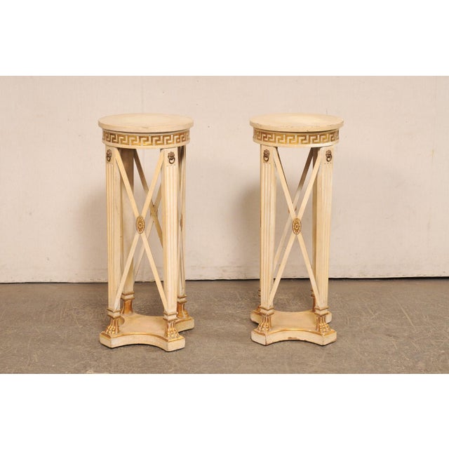 Mid 20th Century Italian Regency Pedestal Tables, Mid 20th Century - Set of 2 For Sale - Image 5 of 10