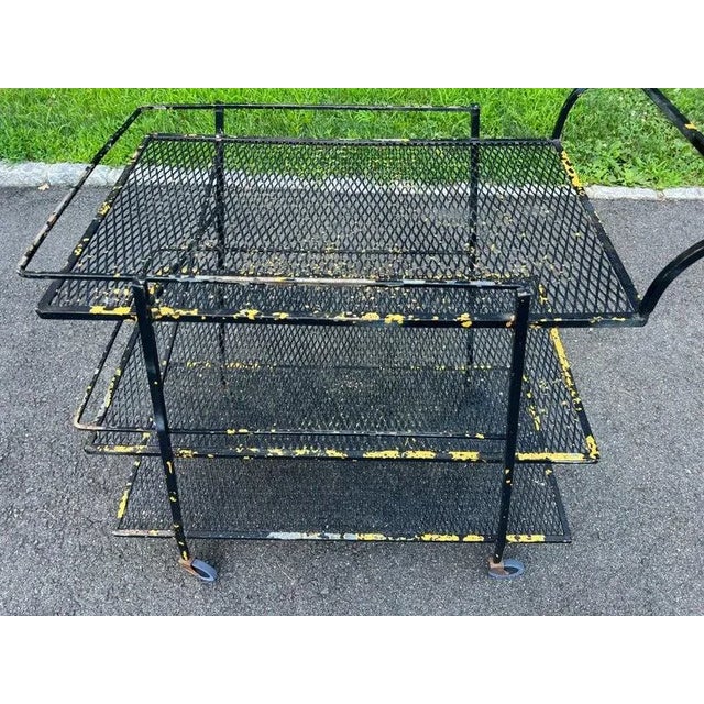Black Mid Century Industrial Bar Cart Attributed to Salterini for Woodard For Sale - Image 8 of 15