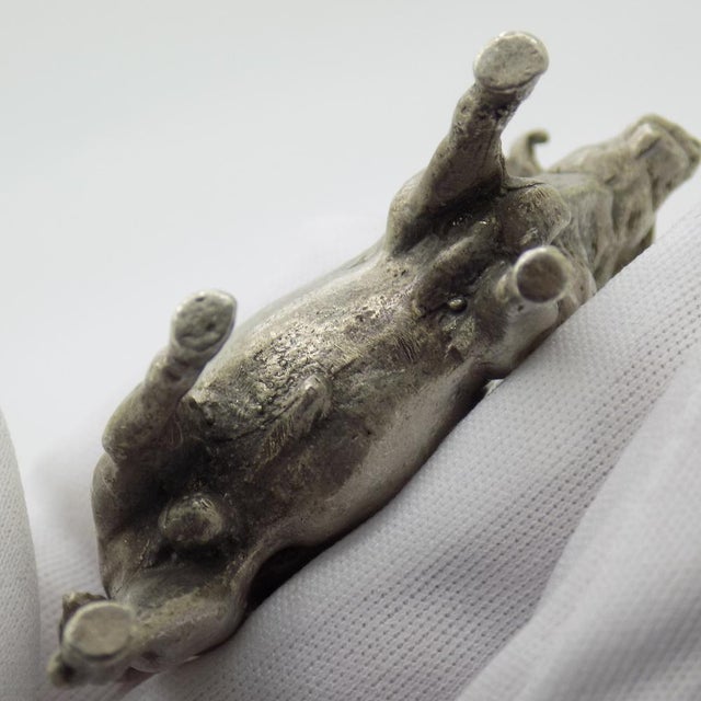 Metal Vintage Italian Handmade Silver Bull Figurine, 1940s For Sale - Image 7 of 12