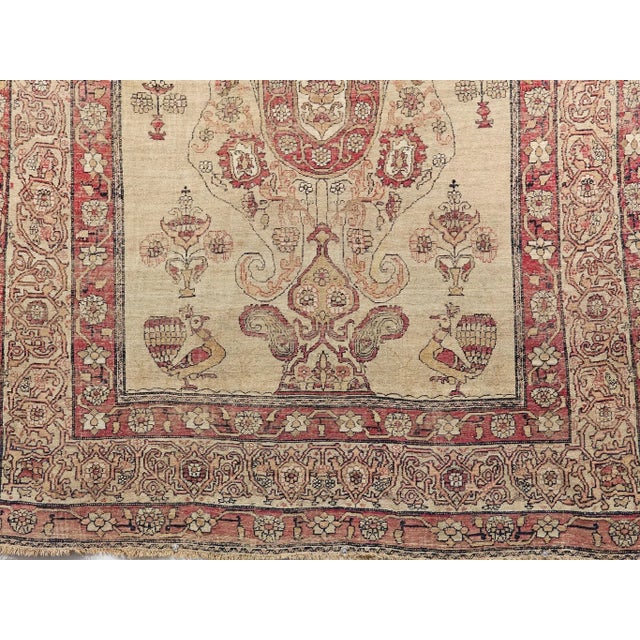 Tan 19th Century Persian Kerman Lavar Pictorial Rug, Hand-Knotted Wool, Tree of Life Pattern, Tan & Red, 4’ X 6’ For Sale - Image 8 of 12