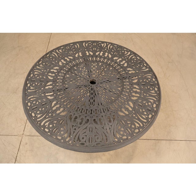 Hanamint Outdoor Round Cast Aluminum Dining Table and Chair Set For Sale - Image 4 of 18