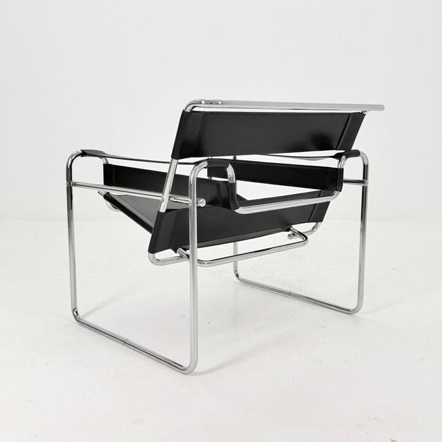 Marcel Breuer Mid-Century Modern Black Wassily B3 Chair by Marcel Brauer, 1990s For Sale - Image 4 of 15
