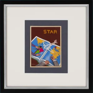 French Poster Project Aviation Illustration Gouache Drawing by C. Villars