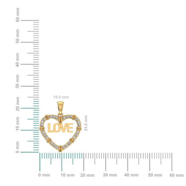 10K Yellow Gold Diamond "LOVE" Heart Pendant | 1/4 Cttw | Womens Necklace Bid now on this charming 10K yellow gold diamond...