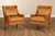 High Quality Pair of Cane Frame Armchairs with Leather Upholstered Cushions