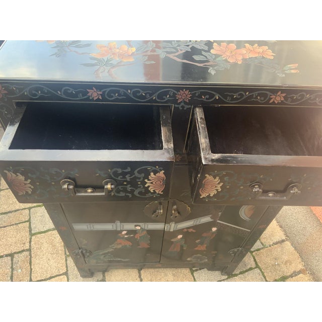 Chinese Half Cabinet in Black Lacquer, 1920a For Sale - Image 13 of 16